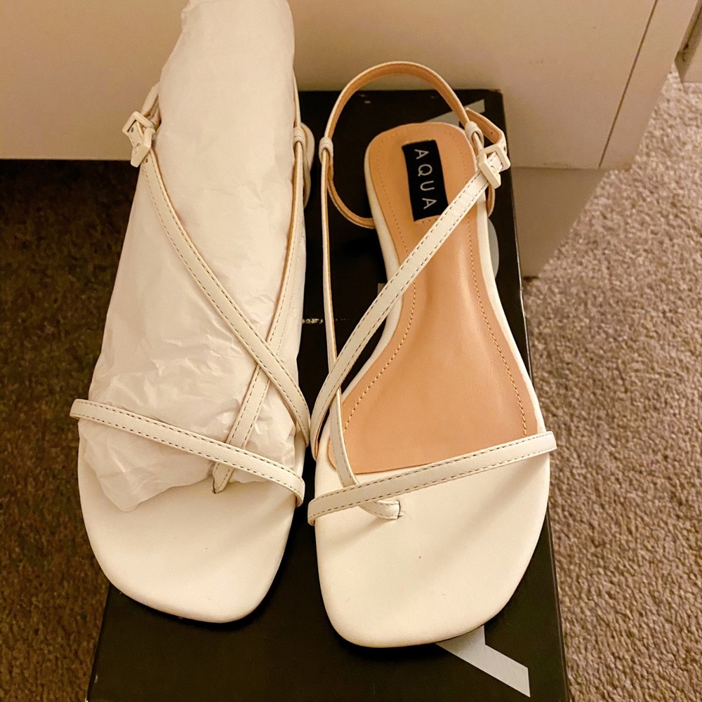 AQUA Lory Flat Strappy Sandals